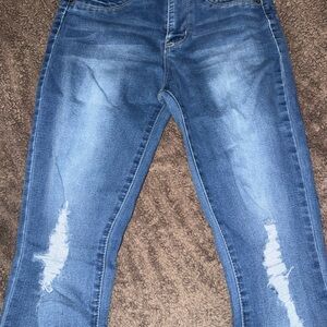 Fashion Nova Blue Distressed Jeans